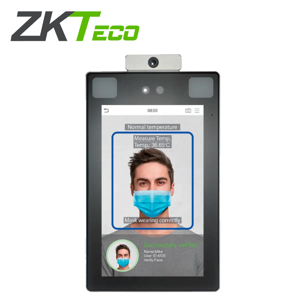 CONTROL DE ACCESO BIOMETRICO SIN CONTACTO CON DETECTOR DE TEMPERATURA CORPORAL VERIFICACIÓN POR ROSTRO O PALMA ZKTECO PROFACE-X(TD) CON TECNOLOGIA VISIBLE LIGHT DISTANCIA DE MEDICIÓN DESDE 30CM HASTA 50CM