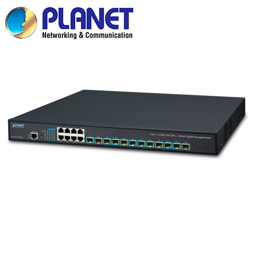 SWITCH PLANET XGS-6350-12X8TR ADMIN L3 12 SFP+ + 8 RJ45 1GBPS FUENTE REDUNDANTE