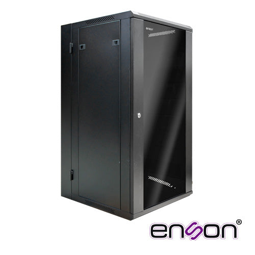 GABINETE PISO/PARED ENSON ENS-RKGU22PRO 22U 600X550MM ENSAMBLADO ABATIBLE CON PUERTA DE CRISTAL