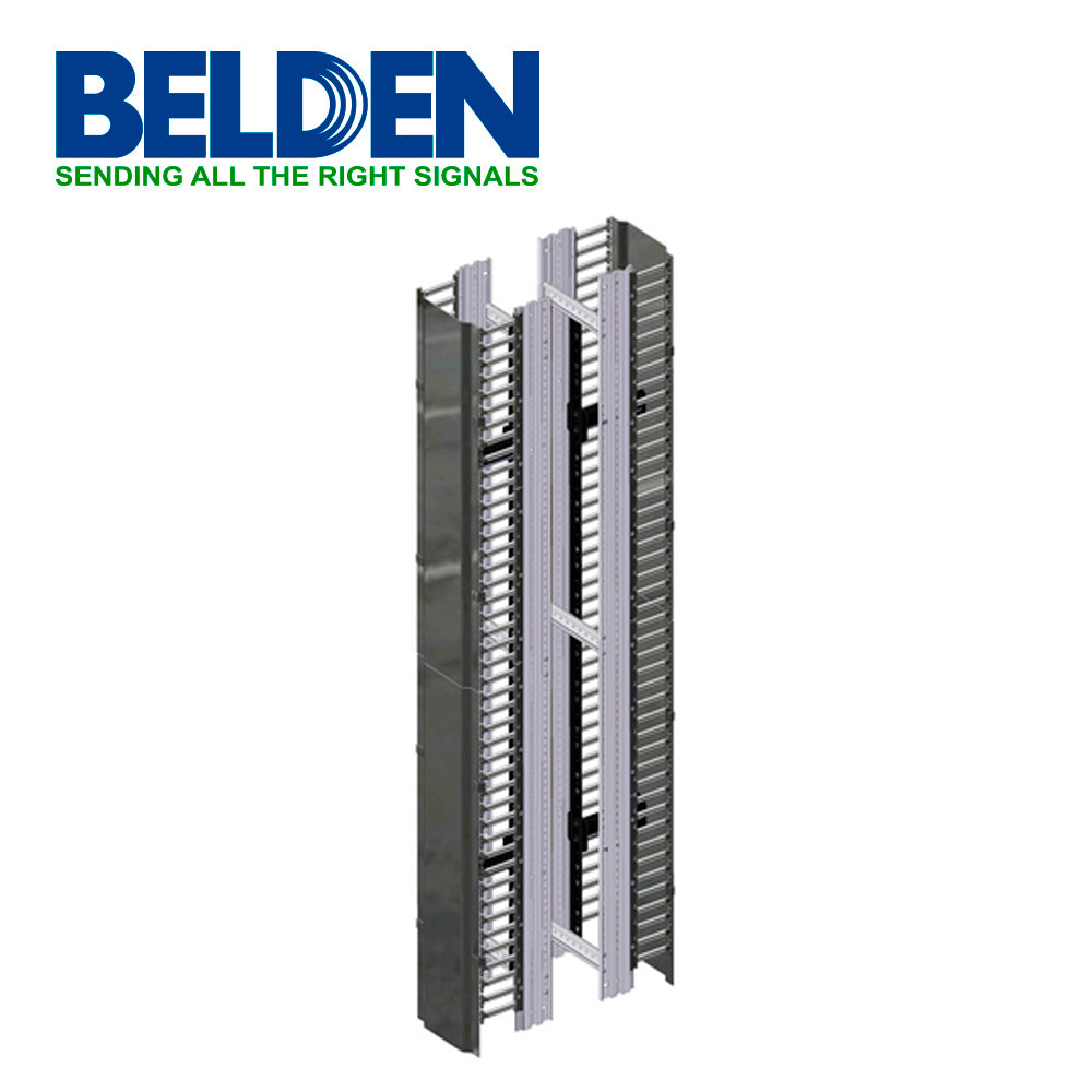 ORGANIZADOR VERTICAL BELDEN BHVHH10 DE ALTA DENSIDAD 10" ANCHO 84" ALTO ADMINISTRACION FRONTAL Y POSTERIOR 45UR CON TAPA NEGRO