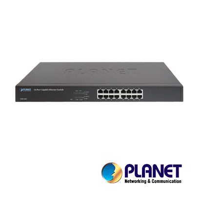SWITCH 16PTOS GIGABIT 10/100/1000MBPS NO-ADMINISTRABLE PLANET GSW-1601 RACKEABLE
