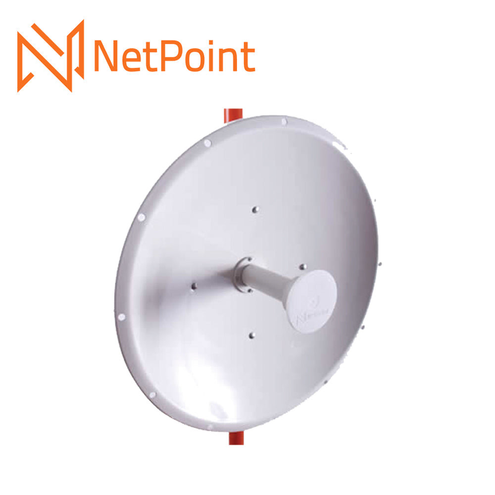 ANTENA PARABÓLICA DIRECCIONAL NETPOINT NP-2 4.9-6.2 GHZ 34 DB DE 100CM DE DIÁMETRO PTP