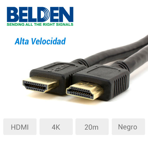 CABLE VIDEO HDMI BELDEN HDE020MB ALTA VELOCIDAD, 4K, 20 MTR NEGR