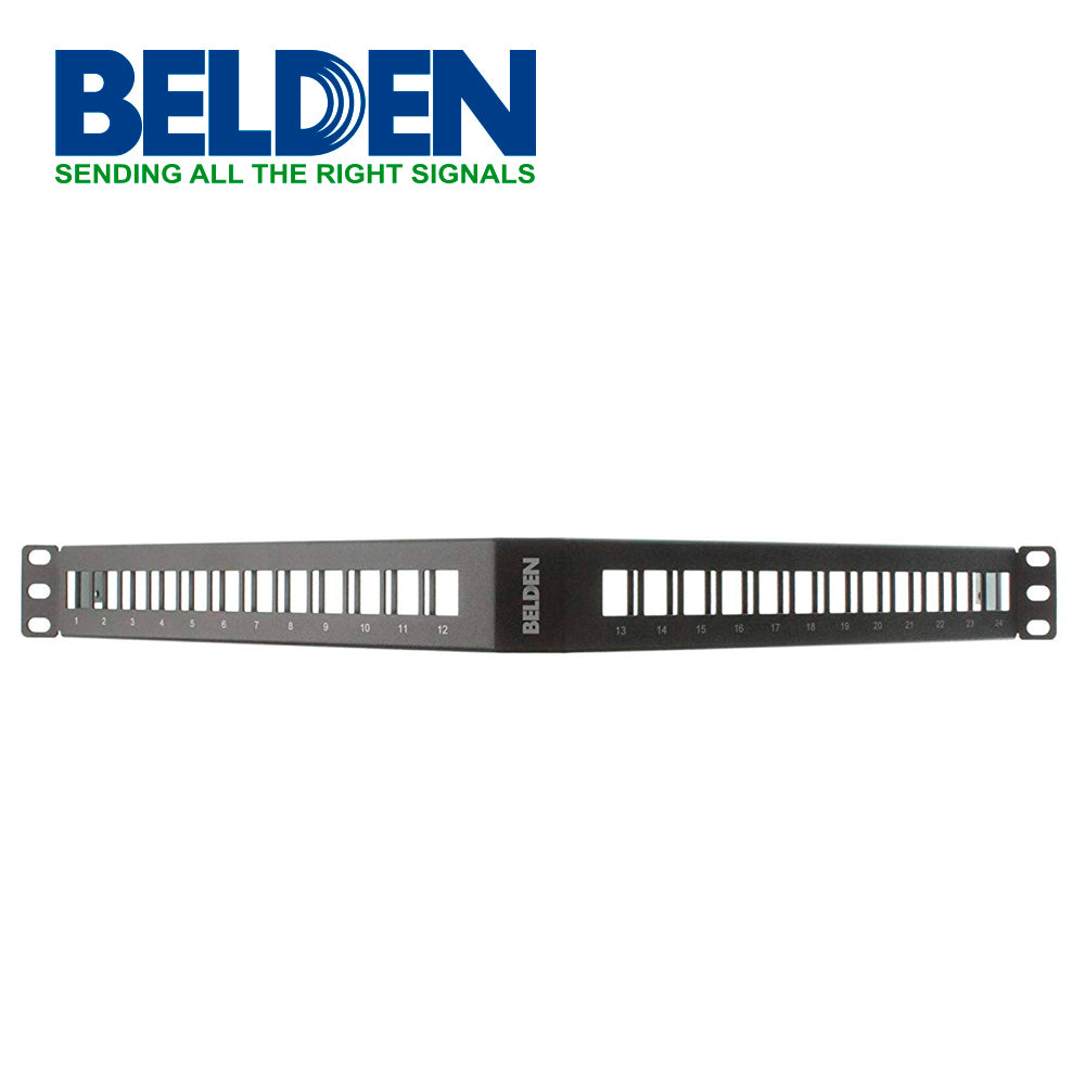 PATCH PANEL ANGULADO BELDEN AX104599 24 PUERTOS 1 UR MODULAR CAT 5E,6,6A