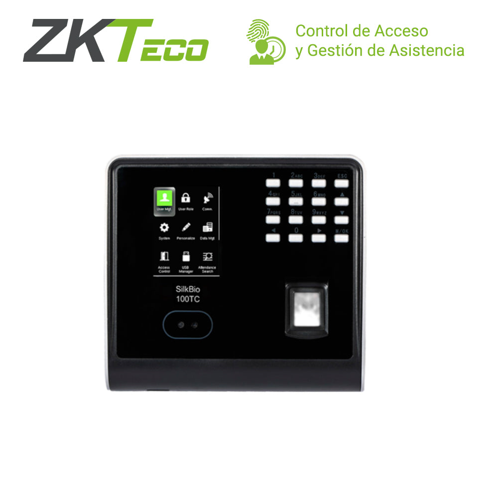 CONTROL DE ASISTENCIA CHECADOR Y ACCESO BASICO ZKTECO SILKBIO-100TC ADMS MULTIBIOMETRICO SILKID 3000HUELLAS/2000ROSTROS/100,000REGISTROS TCPIP/USB HOST SALIDA WIEGAND COMPATIBLE CON BIOTIME7.0/CLOUDCLOCK/ INTERIOR