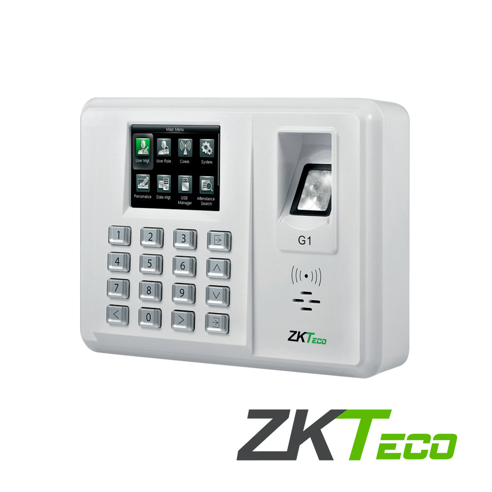 TERMINAL DE TIEMPO Y ASISTENCIA GREEN LABEL G1 LECTOR DE HUELLA CON TECNOLOGIA SILKID DETECCION DE DEDO VIVO LECTOR DE TARJETAS DE PROXIMIDAD CONEXION POE COMUNICACION ADMS